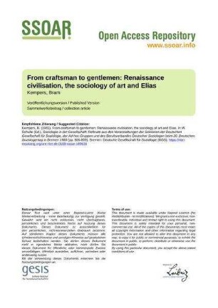 From craftsman to gentlemen: Renaissance civilisation, the sociology of art and Elias