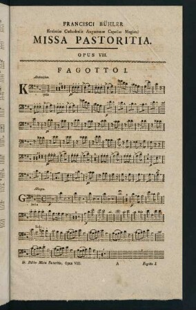 1-7, Missa Pastoritia. Opus VIII. Fagotto I.