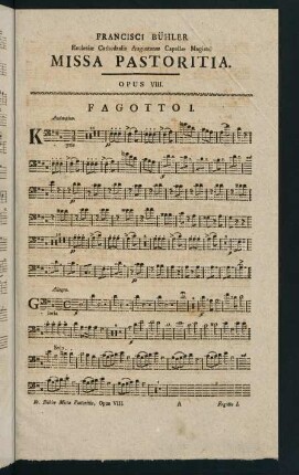 1-7, Missa Pastoritia. Opus VIII. Fagotto I.