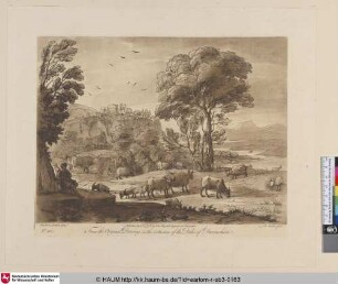 [Landschaft mit Herden und einer Burg auf dem Berge.; A Landscape, with Cattle.]