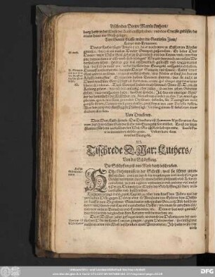 III. Tischrede D. Mar: Luthers/ Von der Schöpffung.
