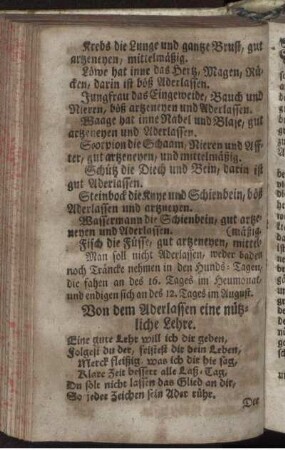 Von dem Aderlassen eine nützliche Lehre