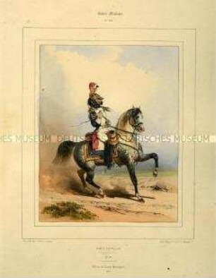 Uniformdarstellung, Offizier der Städtischen Garde, Königreich Frankreich, 1842. Tafel Nr. 164 aus: Galerie Militaire.