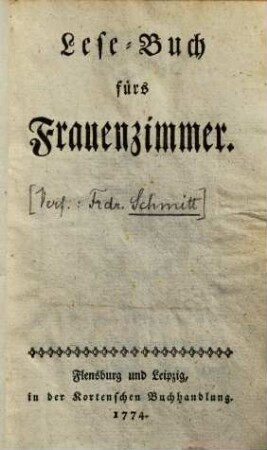 Lese-Buch fürs Frauenzimmer, 1