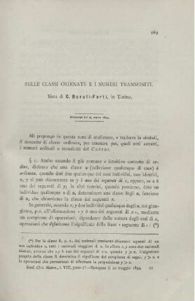 Sulle classi ordinate e i numeri transfiniti.