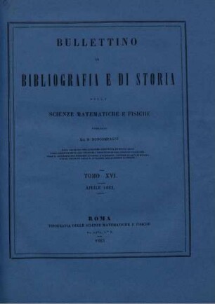 Tomo XVI. Aprile 1883.