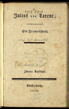 Julius von Tarent : Ein Trauerspiel
