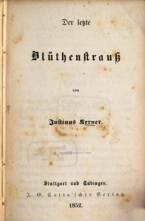 Der letzte Blüthenstrauß