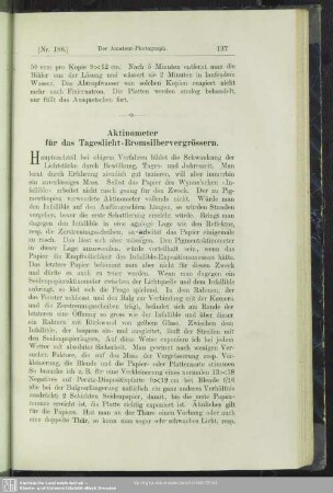 Aktinometer für das Tageslicht-Bromsilbervergrössern