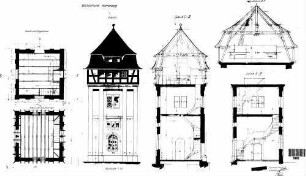 Herrenberg: Nebengebäude Wasserturm Grundriß,Schnitte
