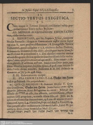 II. Sectio Textus Exegetica