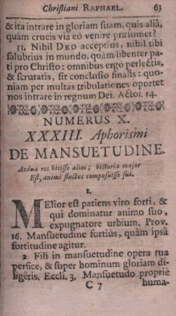 Numerus X. XXXIII. Aphorismi De Mansuetudine.