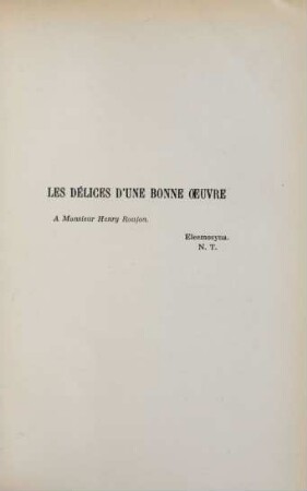 Les délices d'une bonne oeuvre