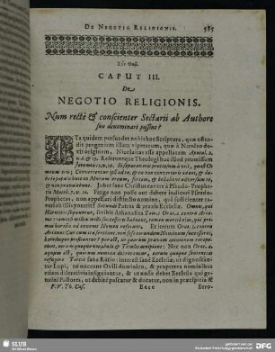 Caput III. De Negotio Religionis