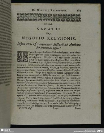 Caput III. De Negotio Religionis