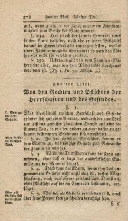 Fünfter Titel. Von den Rechten und Pflichten der Herrschaften und des Gesindes