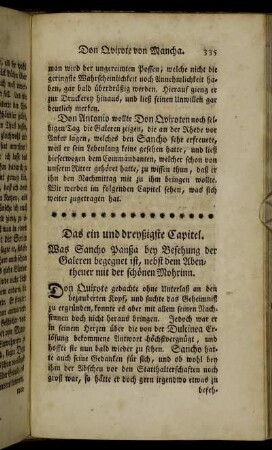 Das ein und dreyßigste Capitel. Was Sancho Panßa bey Besehung der Galeren begegnet ist, [...].