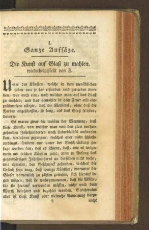 I. Ganze Aufsäze