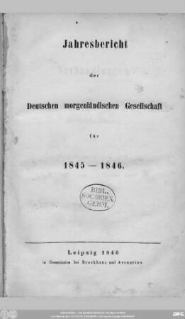 1845: Zeitschrift der Deutschen Morgenländischen Gesellschaft : ZDMG