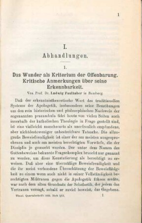 1-11 Das Wunder als Kriterium der Offenbarung