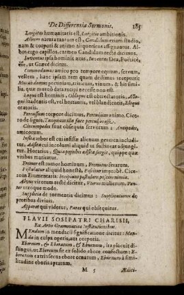Flavii Sosipatri Charisii, Ex Artis Grammatica Institutionibus.