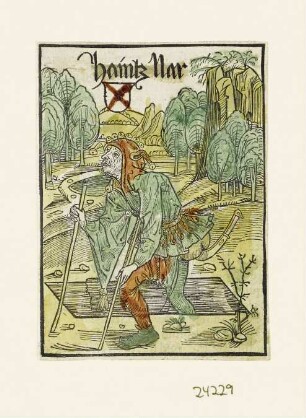 Haintz Nar, aus: Sebastian Brant, "Stultifera Navis", Basel 1498, S. XV recto
