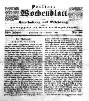 No. 40, Sonnabend, den 6. Oktober 1849.
