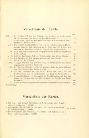 Verzeichnis der Tafeln. Verzeichnis der Karten
