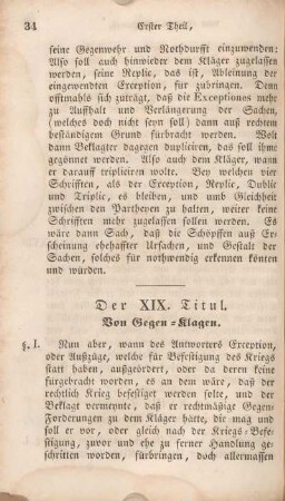 Der XIX. Titul. Von Gegen-Klagen.