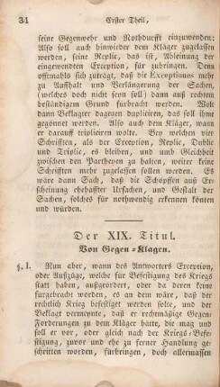 Der XIX. Titul. Von Gegen-Klagen.