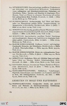 Arbeiten in Holz und Elfenbein (Nr. 634-673)