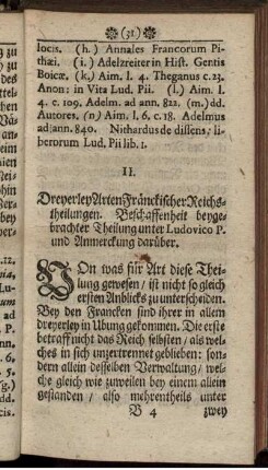 II. Dreyerley Arten Fränckischer Reichstheilungen ...