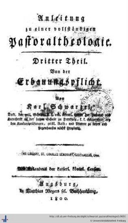 3. Von der Erbauungspflicht.: Anleitung zu einer vollständigen Pastoraltheologie