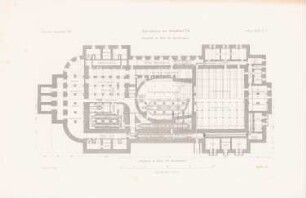 Neues Theater (Oper), Frankfurt/Main: Grundriss auf Mischkammerhöhe (aus: Atlas zur Zeitschrift für Bauwesen, hrsg. v. L.v.Tiedemann, Jg. 33, 1883)