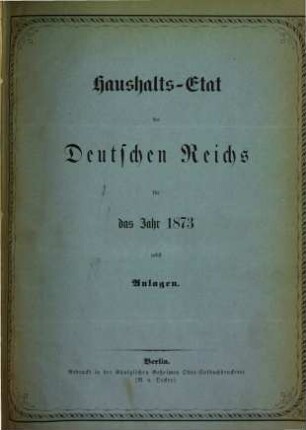 Haushaltsetat des Deutschen Reichs, 1873