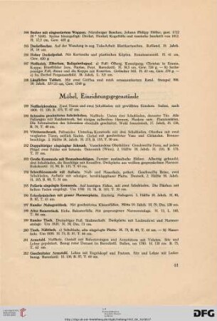 Möbel, Einrichtungsgegenstände (Nr. 189-213)