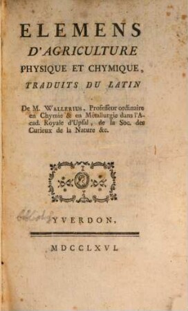 Elemens d'Agriculture