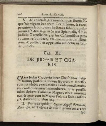 Cap. XI. De Iudaeis Et Cigaris
