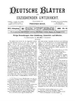Einige Bemerkungen über Erziehung, Unterricht und Schulen : (Fortsetzung)