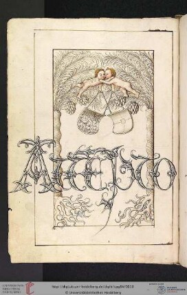 Exlibiris-Zeichnung mit Wappen und Devise des Grafen Eberhard im Bart von Württemberg