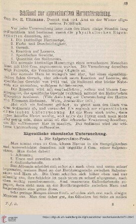 Schlüssel zur approximativen Harnuntersuchung