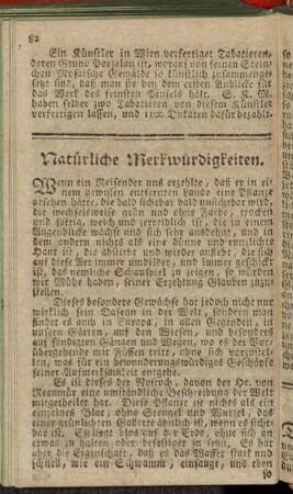 Natürliche Merkwürdigkeiten.