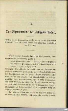 IX. Das Eigenthümliche der Gebirgswirthschaft