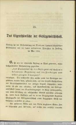 IX. Das Eigenthümliche der Gebirgswirthschaft