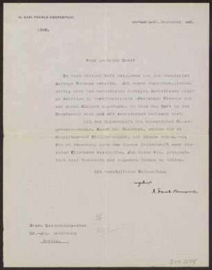 Schreiben an Hermann Muthesius (Brief)