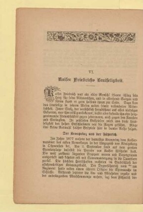 VI. Kaiser Friedrichs Leutseligkeit
