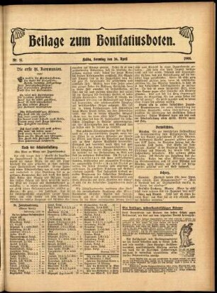 Zweite Ausgabe vom Sonntag, den 26. April 1908.