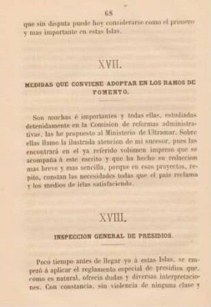 XVII. Medidas que conviene adoptar en los ramos de fomento