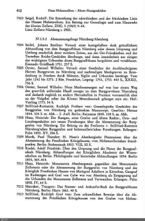 37.1.5.2 Abstammungsfrage Nürnberg/Abenberg
