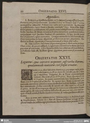 Observatio XXVI. Leguntur, quae converti nequeunt, nisi verba illarum quodammodo mutentur, vel sensus eruatur